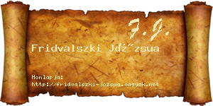 Fridvalszki Józsua névjegykártya