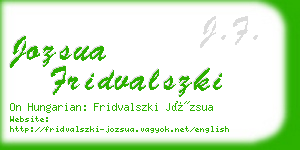 jozsua fridvalszki business card